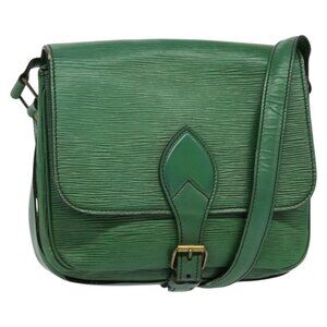 Authentic LOUIS VUITTON Epi Cartouchiere MM Shoulder Bag Green M52244 LV